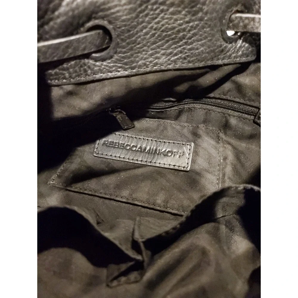 REBECCA MINKOFF Mansfield Medium‎ Black Leather Backpack Zipper Handbag